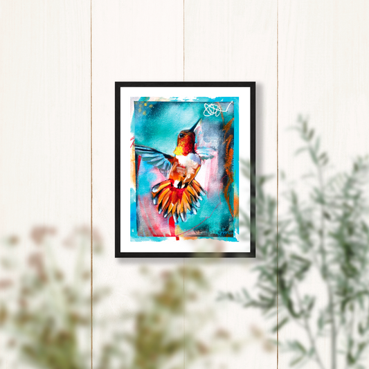 Orange Hummingbird Fine Art Print